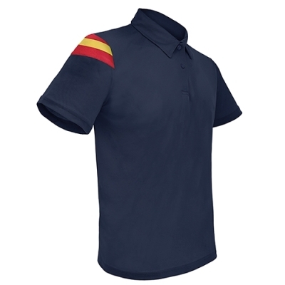 Polo de Poliéster en Color Azul Marino con Bandera España
